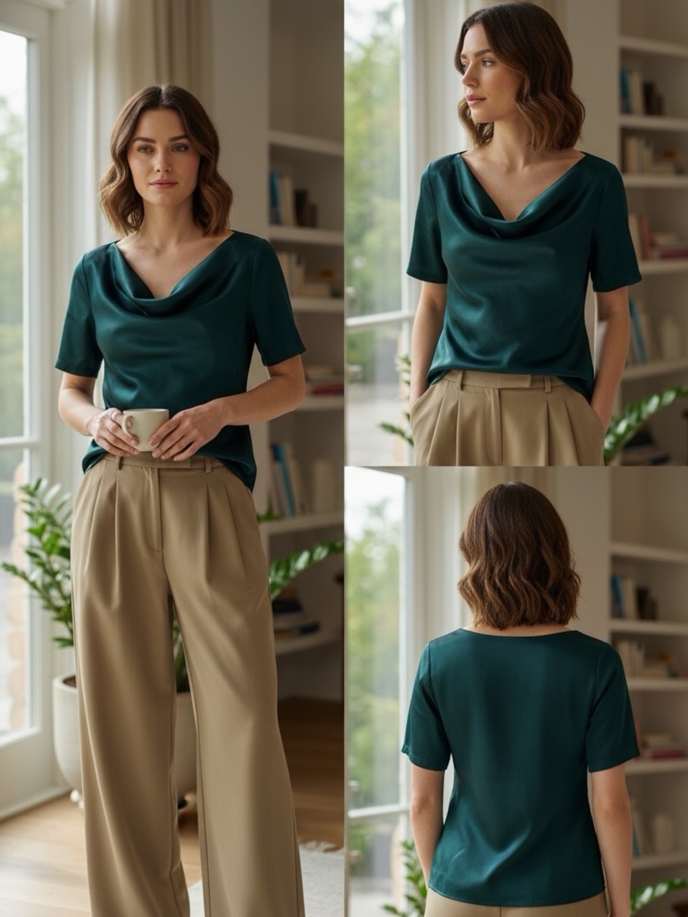 A&K Designs Versatile Wear Short Sleeve Pull On Blouse